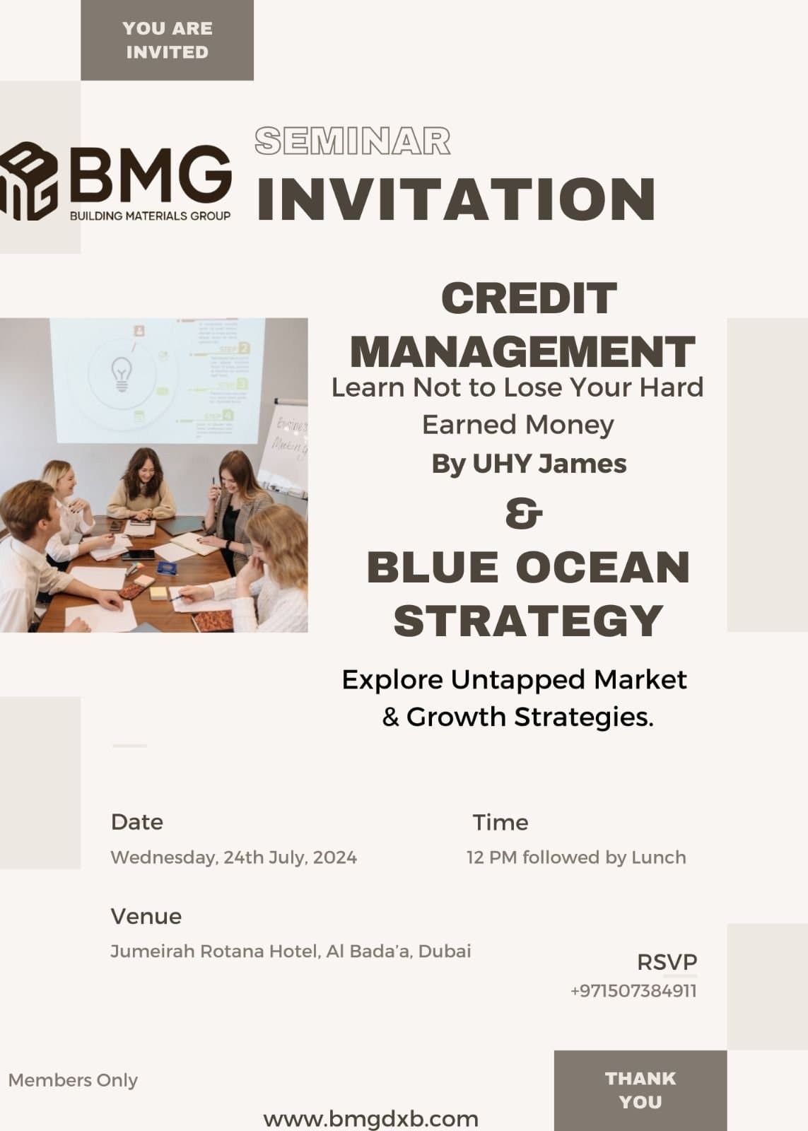 Credit Management & Blue Ocean Strategy invitation