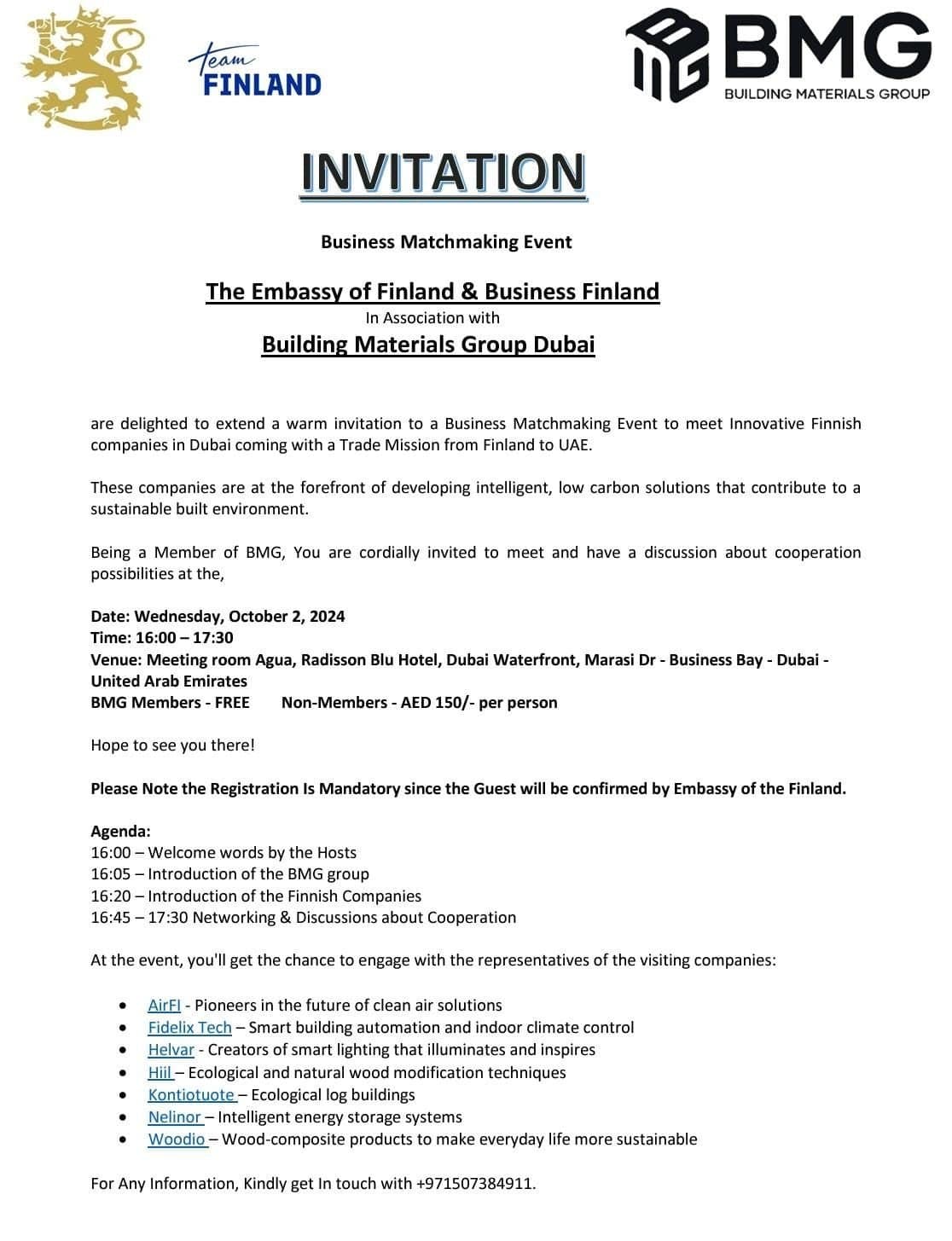 Business Matchmaking with Innovative Finnish Companies invitation